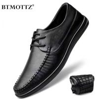 Leather Men Formal Shoes Luxury Brand 2023 Mens Loafers Dress Moccasins Breathable Italian Black Wedding Shoes Plus Size 38-47