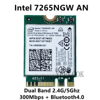 7265NGW ไร้สาย Intel N 7265 Dual Band 2.4 Ghz/ 5GHz 300Mbps บลูทูธ4.0 Wifi + BT4.0 NGFF M.2การ์ด Wifi 802.11a /G/n