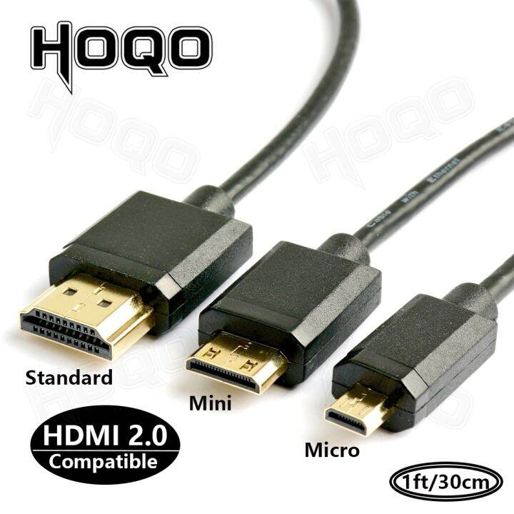 hot-od-3-2mm-super-soft-micro-hdmi-to-hdmi-to-mini-hdmi-cable-ultra-thin-4k-60hz-น้ำหนักเบาแบบพกพา1ft-สั้นบาง-hdmi2-0ม้วน