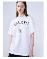 Mardi Mercredi เสื้อเสื้อยืดพิมพ์ลายลายตัวอักษร,เสื้ออเนกประสงค์ใส่ได้ทุกเพศผ้าฝ้ายทรงหลวมแขนสั้น