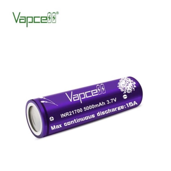 ถ่านชาร์จ Vapcell INR21700 5000mAh 3.7V 15A ก้อนสีม่วง ของแท้