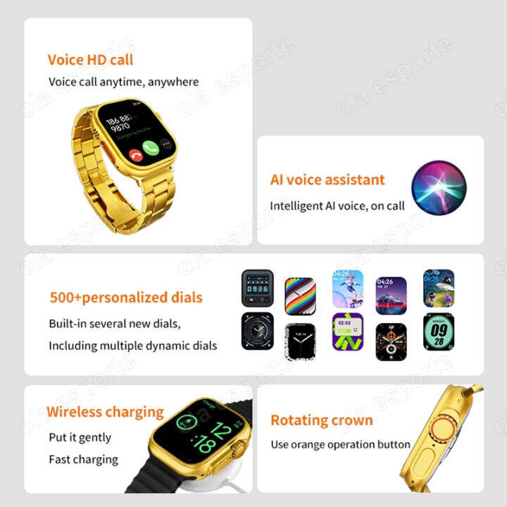 ใหม่-t10-ultra-gold-smart-watch-ultra-series-8-nfc-bluetooth-call-men-smartwatch-ผู้หญิง2023นาฬิกา-ultra-wireless-charge-สำหรับ-apple