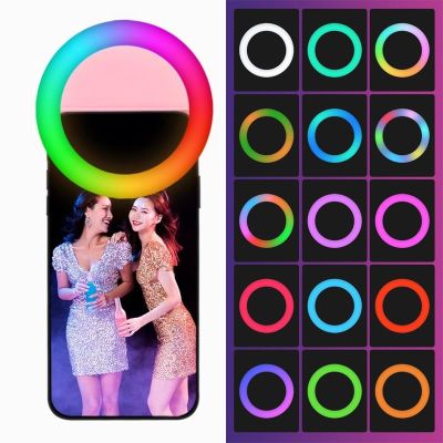 Usb Charging LED Selfie Ring Light Phone Clip Lamp Mobile Phone Lens RGB Selfie Ring Lamp For Smartphones YouTube Fill Lighting