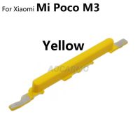 Aocarmo สำหรับ Xiaomi POCO M3ปุ่มด้านข้างเปิด/ปิดปริมาณขึ้นลงสวิทช์ส่วนทดแทนที่สำคัญ