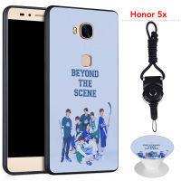 BTS เคสโทรศัพท์สำหรับ Huawei Honor 5X/GR5 2016/KII-L21/KII-L22/KII-L23ซิลิคอนนุ่มกรณีที่มีรูปแบบเดียวกันแหวนและเชือก