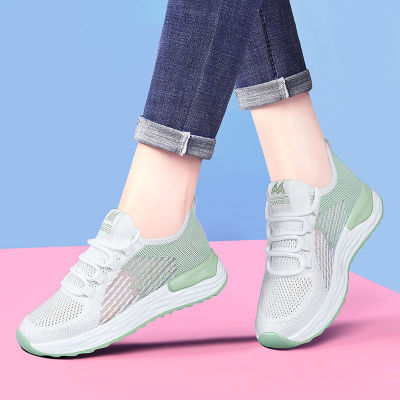2023 New Summer Womens Shoes Foreign Trade Cross-Border Mesh Surface Shoes Breathable White Shoes Flat Ultra-Light Sneakers for Women
