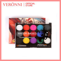 VERONNI 15 Colors Professional Body Art Face Painting Kit Water Based Removable Body Paints Palette With 2 Paintbrushes for Halloween Costume Makeup T