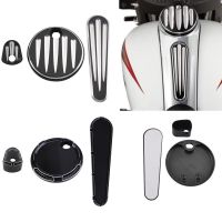 Motorcycle Aluminum Fuel Tank Door Dash Track Insert Ignition Cover Cap For Harley Touring Electra Street Glide FLHT FLTR FLHX 2