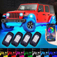 Car LED Underglow Light RGB LED Rock Lights Kit Bluetooth APP Remote Control Multicolor Auto Decorative Ambient Atmosphere Lamps