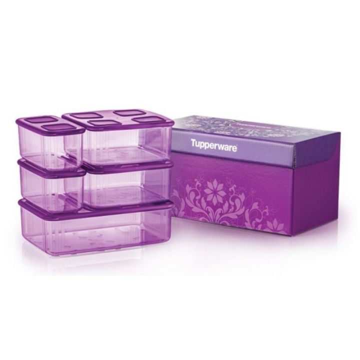 Tupperware Purple Fresh N Clear Clearmate Large 1.6L 2.5L Food Containers  Set