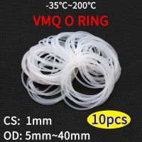 10 Buah VMQ O Cincin Segel Paking Ketebalan CS 1Mm OD 5 40Mm Karet Silikon Terisolasi Mesin Cuci Tahan Air Bentuk Bulat Putih Tidak Beracun