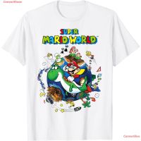 เสื้อยืด ยืดผู้ชายและผู้หญิง Super Mario World Yoshi &amp; Mario Around The World T-Shirt Mens Womens T-shirts ราคาถูก