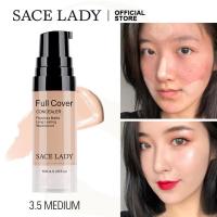 SACE LADY คอนซีลเลอร์พร้อมแปรงแต่งหน้าฟรี Smooth Non-Sticking Powder Natual คอนซีลเลอร์ครีมปรับเปลี่ยนโทนสีผิว6Ml Comestics