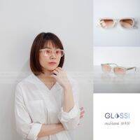 แว่นตากันแดด ทรงเหลี่ยม สีเทาเขียว Sunglasses  มีคลิปรีวิว GLASSI (GS-1007)