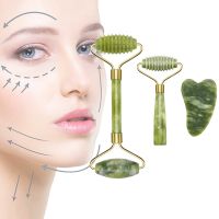 ☞▽ Natural Jade Stone Face Lift Roller Guasha Gouache Scraper Massage Tools Facial Body Neck Anti Wrinkle Cellulite Beauty Massager