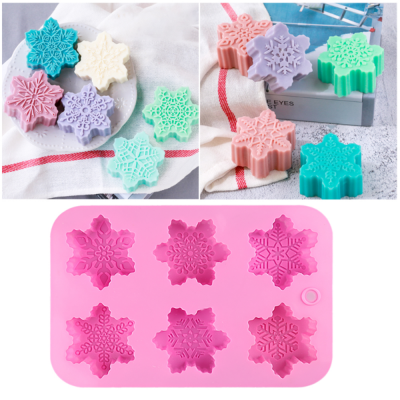 6 Companies 3D Gypsum Snow Crafts Silicone Plaster Handmade Candle Soap Christmas Snowflake