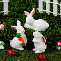 【CC】◑✤☎  Miniature Figurine Resin Statue Hare Landscape Dollhouse Ornament Decoration