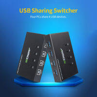 AIMOS AM-404K เครื่องพิมพ์ USB Share Switcher 4พอร์ตเมาส์และคีย์บอร์ด U Disk ตัวควบคุม HDD USB สีดำ