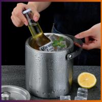 【ส่งจากไทย】Stainless Steel Insulated Ice Bucket Wine Beer Cooler with Lid for Beach Picnics