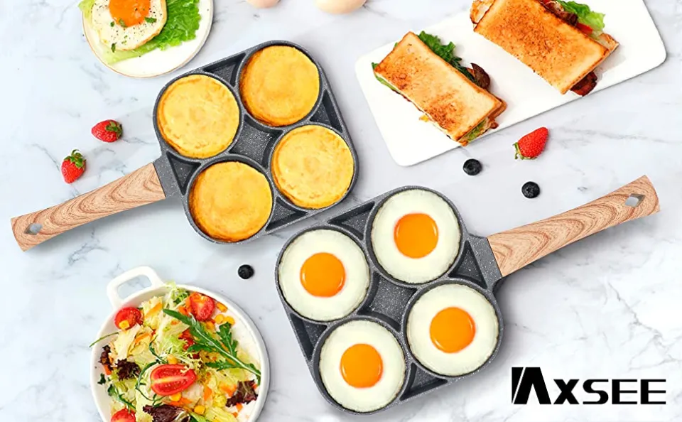 4 Cup Egg Frying Pan - Non Stick Egg Pans Divided Egg Cooker Frying Pan -  Aluminium Alloy Fried Egg Burger Pan for Breakfast,Pancake,Poached Egg 