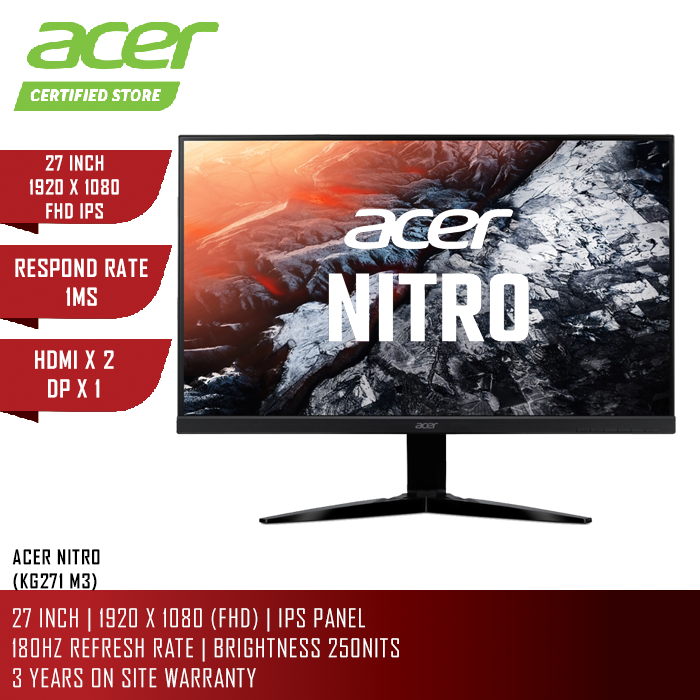 Acer Monitor KG271 M3 (27 Inch | FHD IPS | 180Hz | 250 nits | 1ms