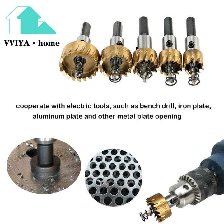 VIYYA 5pcs Drill Bit Hole Saw Tooth Set Stainless Steel Metal Alloy Cutter 1630mm drill with
