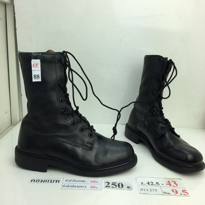 codff51906at-รองเท้าคอมแบท-combat-shoes-รองเท้าคอมแบททหาร-หนังสีดำ-สภาพดี-ทรงสวย-มือสอง-คัดเกรด-ของนอก-เกาหลี