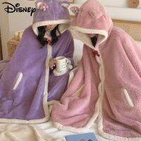 Disney Cartoon StellaLou Plush Bathrobe Autumn Winter Women Coral Fluffy Cape Shawls Y2k Friends Kawaii Soft Homewear Hooded