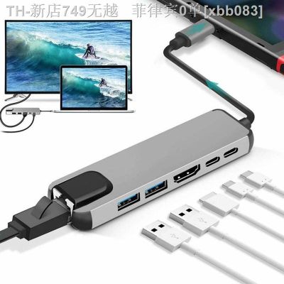 【CW】❁✳₪  USB Type C Hub Type-C To HDMI-compatible RJ45 Ethernet USB-C 3.0 Typec Video for MacBook