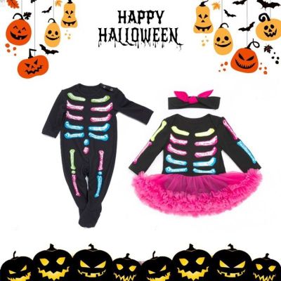 สินค้าขายดี+++ #halloween ชุดบอดี้สูท Colorful Skeleton ##ชุดแฟนซี ชุดเด็ก การ์ตูน Fancy Kids Christmas Haloween