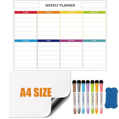 Magnetic Weekly Planner Calendar 2021 Refrigerator Stickers Soft Whiteboard for Wall Kids Message Drawing Memo Erasable Markers