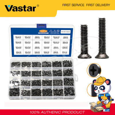 Vastar 450ชิ้นชุดสกรูขนาดเล็ก M1.4 M1.7 M2 M2.5 M3หัวแบนฟิลิปส์สกรูขนาดเล็กคาร์บอนเหล็กคอมพิวเตอร์แล็ปท็อปสกรูชุด