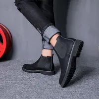 Spring Winter Elegant Chelsea Boots Leather Men Couple Shoes Size 35 47 Slip-on Dress Formal Boots Model Fashion Zapatos Hombre