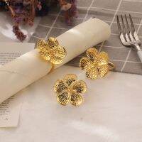 Flower Decorative Napkin Rings Stainless Steel Gold Plated Paper Napkin Ring Restaurant Hotel Dining Table Tissue Storage Button