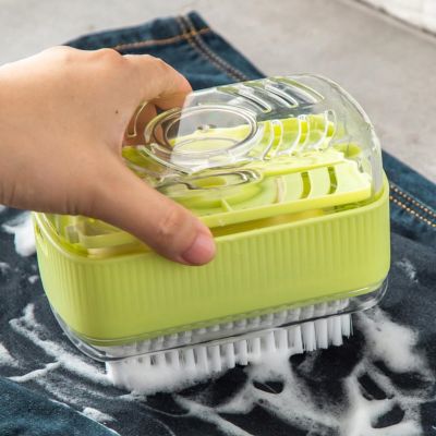 Kotak sabun berbusa dengan lubang saluran sikat desain pegas antiselip dapat dilepas 2 in 1 plastik rol lembut tempat sabun cuci alat