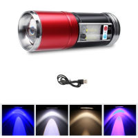 LED Flashlight Five Lights Source USB Recharge Night Fishing Outdoor Lamp Induction Strong Bright Home High Power Laser Lamp