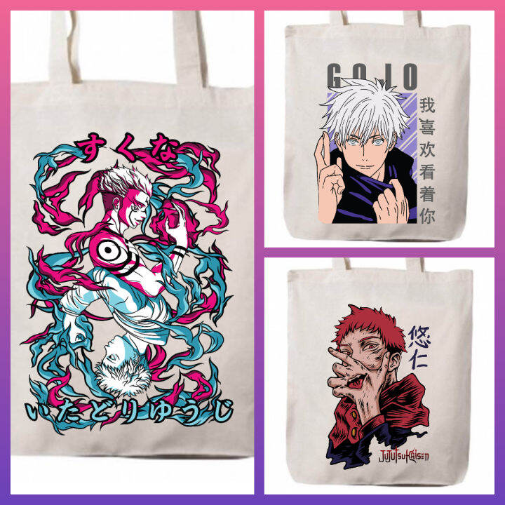 JUJUTSU KAISEN TOTES | Jujutsu Kaisen Anime Canvas Totebags Saturo Gojo ...