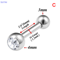 ?【Lowest price】SUTAI จิวเจาะหูทรงกลมทำจากสเตนเลสสตีลต่างหูคริสตัลเจาะกระดูกอ่อนหูเครื่องประดับทรงเกลียว