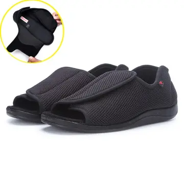 Diabetic Shoes for Women with Swollen Feet, Open Toe Adjustable Velcro Extra  Wide Sandals Swollen Feet Orthopedic Edema Slippers Comfy Breathable  Elderly Shoe(Size:36,Color:Black) : : Clothing, Shoes & Accessories