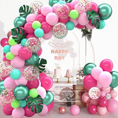 Hawaiian Balloon Garland Arch Kit Birthday Party Decor Kids Tropical Summer Hawaii Party Decoration Flamingo Aloha Baby Shower Balloons