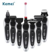 ZZOOI Kemei 7in1 Household Mens Electric Shaver Quick Shave With Floating Head Waterproof Replaceable Toothbrush Head Cleaning Brush