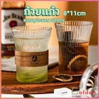 Goldenถ้วยน้ำผลไม้ แล้วใสลายจีบถี่ ถ้วยกาแฟ  ถ้วยนม glass cup