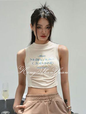 HengShanYuan เสื้อกล้ามเอวลอยผู้หญิง,เสื้อกล้ามเสื้อพิมพ์ตัวอักษรเข้ารูปพอดี