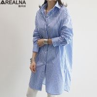 ◄✵ Button Up Women 39;s Striped Kimono Shirt Spring Fall Loose Bule Long Blouse Women Casual Long Sleeve Cardigan Top Blusas Y Camisas