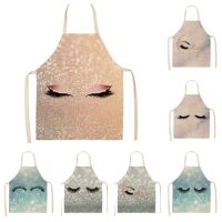 Hot Sale Ins Fashion Eyelash Apron Childrens Painting Parent-child Kitchen Cooking Apron Clean Baking Anti-fouling Linen Apron Aprons