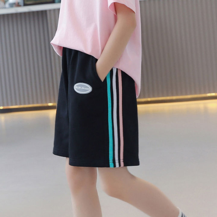 กางเกงขาสั้นสำหรับฤดูร้อน-baolongxin-ชุดฤดูร้อนสำหรับเด็กโต-ชุดคร็อปแพนท์หลวมกางเกงวอร์มลำลอง