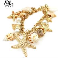 ปลาดาวดาวทะเล Sea Star Conch Shell สร้อยข้อมือเพิร์ลเพิร์ลบีช