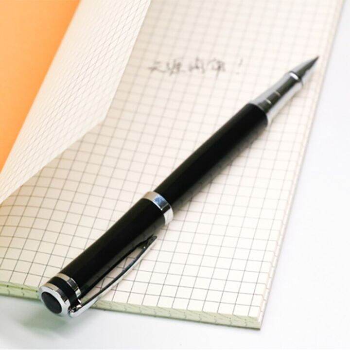 1-piece-high-quality-black-office-writing-pen-spin-metal-signature-ink-pens-stationery-office-trim-metal-ballpoint-pen-pens