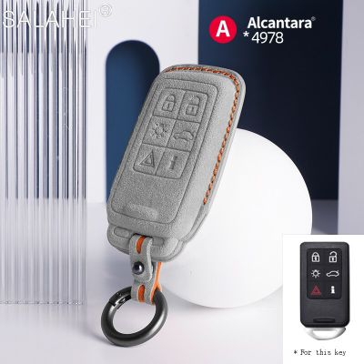 Alcantara Suede Leather Car Remote Key Fob Case Cover Holder Shell For Volvo XC90 S80 XC70 S60 V70 XC40 Keychain Accessories