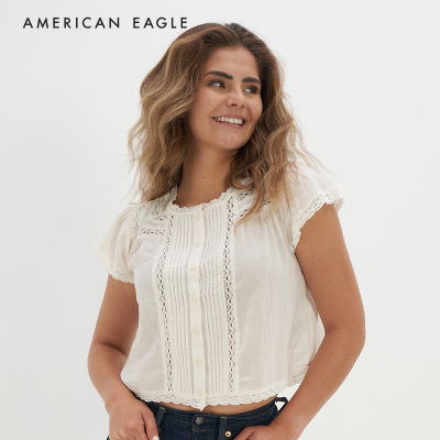 American Eagle Cropped Short-Sleeve Bubble Blouse เสื้อเบลาซ์ ผู้หญิง ครอป แขนสั้น  (EWSB 035-4861-106)